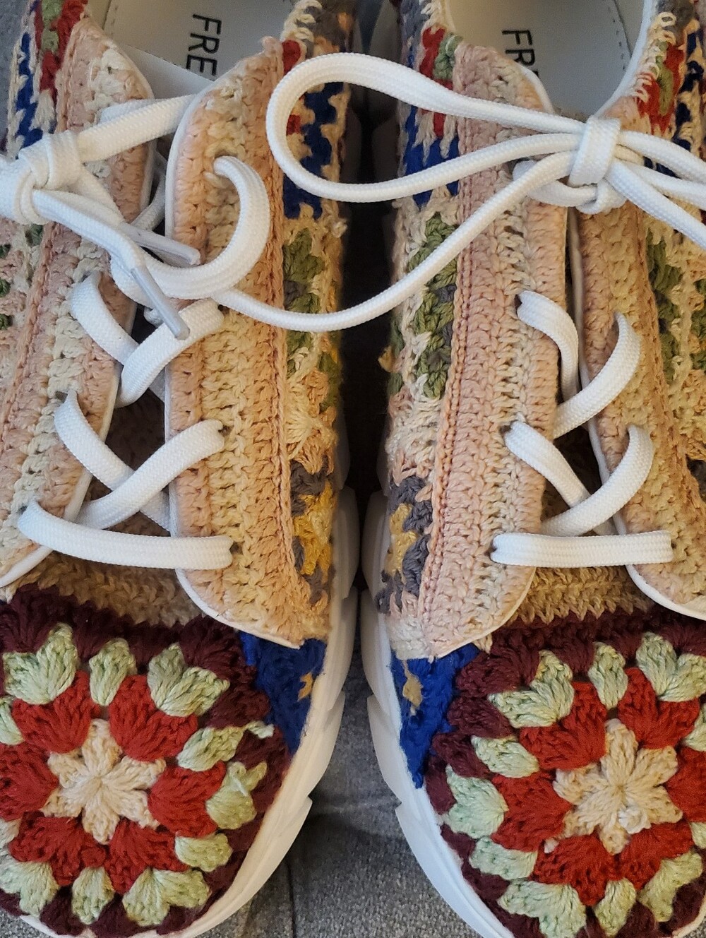 Free People Catch Me If You Can Woven Crochet Lace-Up Sneakers - Multicolor NWT - Picture 2 of 12